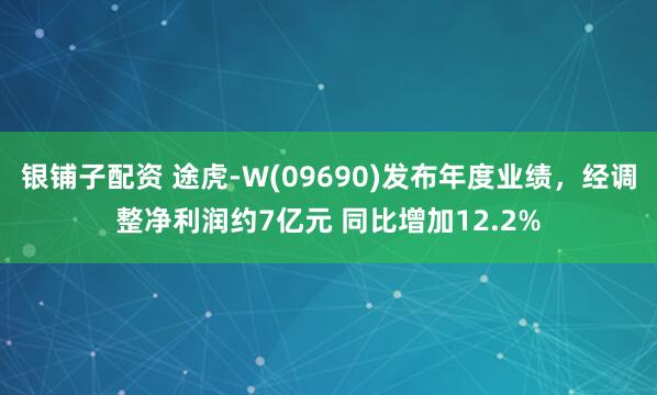 银铺子配资 途虎-W(09690)发布年度业绩，经调整净利润约7亿元 同比增加12.2%