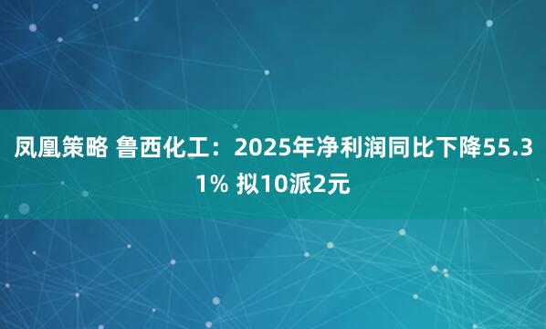 凤凰策略 鲁西化工：2025年净利润同比下降55.31% 拟10派2元